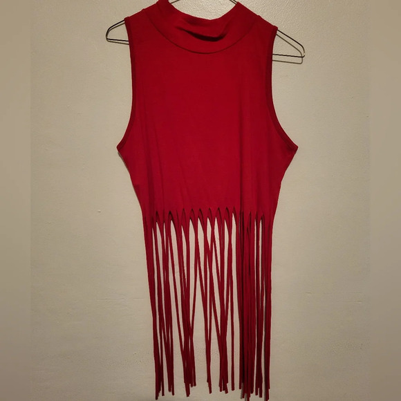 Bling Bling Women's Fringe Tank Top - RED (Size 2XL) - Picture 7 of 9